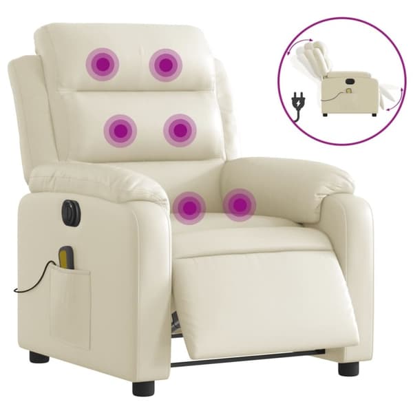 vidaXL Elektrisk massagefåtölj gräddvit konstläder