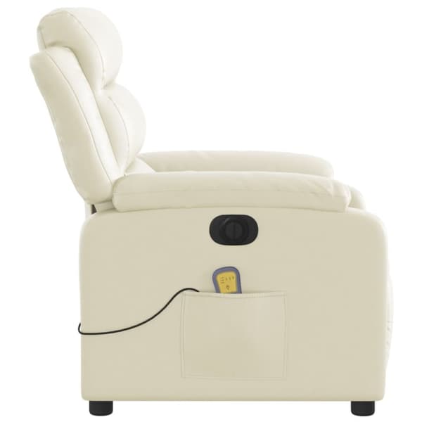 vidaXL Elektrisk massagefåtölj gräddvit konstläder