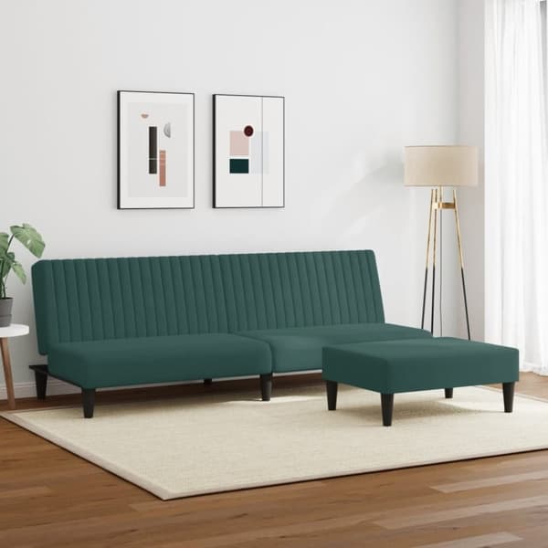 vidaXL sofasæt 2 dele velour mørkegrøn