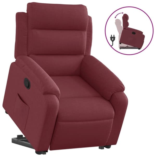 vidaXL Reclinerfåtölj med uppresningshjälp vinröd tyg