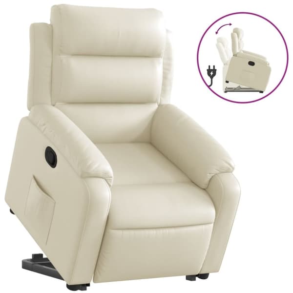 vidaXL Reclinerfåtölj med uppresningshjälp gräddvit konstläder