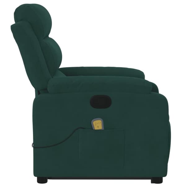 vidaXL Massagefåtölj med uppresningshjälp mörkgrön sammet