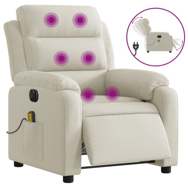 vidaXL Elektrisk massagefåtölj gräddvit sammet