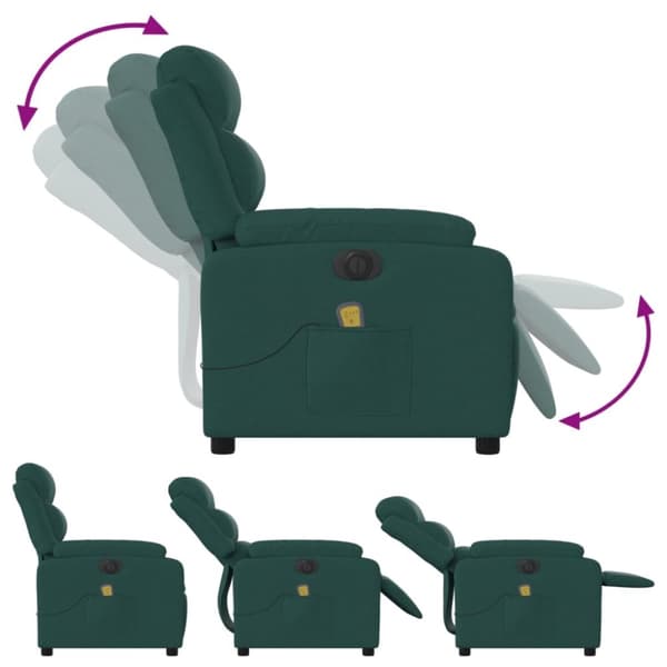 vidaXL Elektrisk massagefåtölj mörkgrön tyg