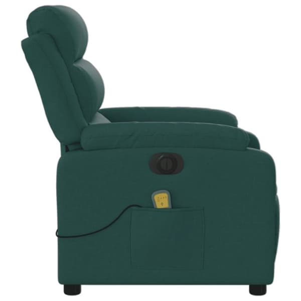 vidaXL Elektrisk massagefåtölj mörkgrön tyg
