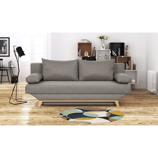 TEIJO 3-sits konvertibel bänk med förvaringslåda - Taupe tyg - L187 x D 91 x H 82 cm