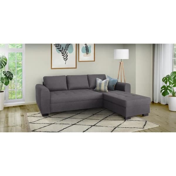 4-sits vändbar fast hörnsoffa - Antracittyg - L245 x D150 x H86 cm - HAMILTON - Tillverkad i Ukraina
