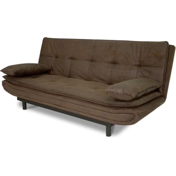 DARIUS bäddsoffa - Brunt tyg - L 194 x D 121 x H 83 cm - Tillverkad i Ukraina