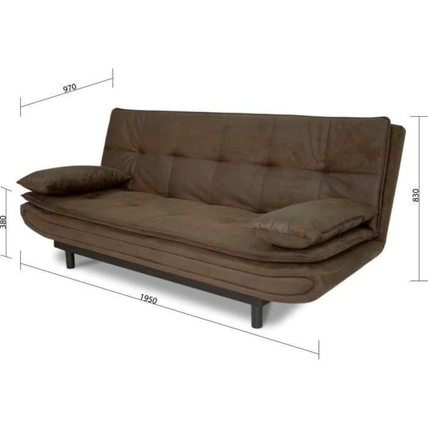 DARIUS bäddsoffa - Brunt tyg - L 194 x D 121 x H 83 cm - Tillverkad i Ukraina