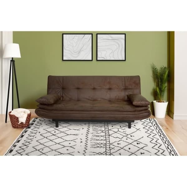 DARIUS bäddsoffa - Brunt tyg - L 194 x D 121 x H 83 cm - Tillverkad i Ukraina