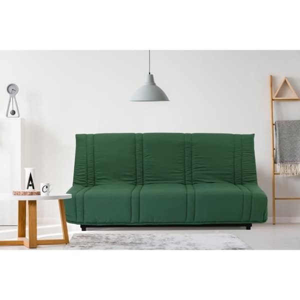 3-sits bäddsoffa LENA 20 - Skogsgrönt bomullstyg - Säng 125x190 cm - L193 x D92 x H93 cm