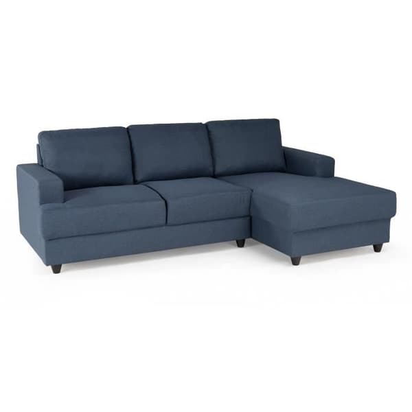 4-sits höger hörnsoffa - Blått tyg - Modernt - L 215 x D 140 H 86 cm - PAUL
