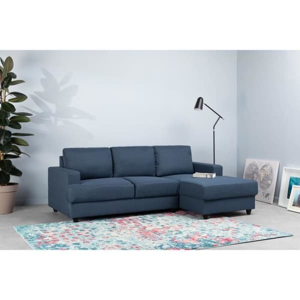 4-sits höger hörnsoffa - Blått tyg - Modernt - L 215 x D 140 H 86 cm - PAUL