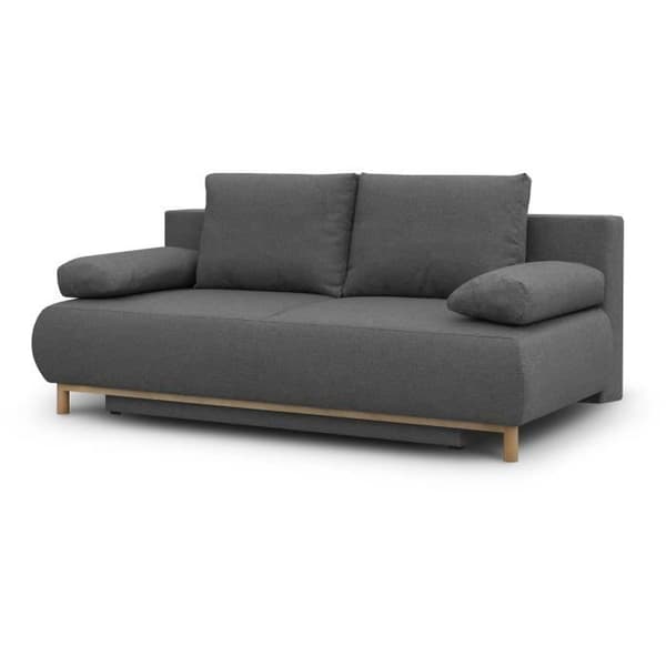 MIKA 3-sits konvertibel bänk - Grå tyg - Förvaringslåda - L 192 x H 84 x D 93 cm