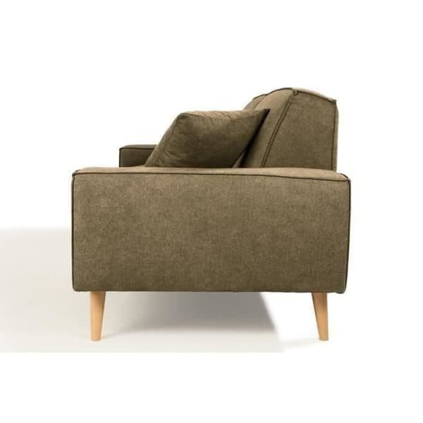 Hexagon - 3-sits rak soffa - Oliv tyg - L 216 x D 90 x H 80 cm - Gustave