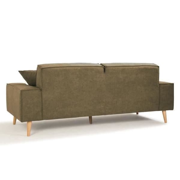 Hexagon - 3-sits rak soffa - Oliv tyg - L 216 x D 90 x H 80 cm - Gustave