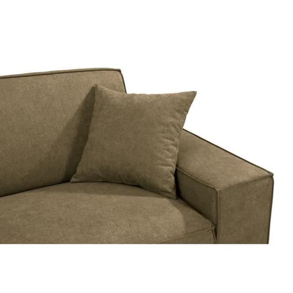 Hexagon - 3-sits rak soffa - Oliv tyg - L 216 x D 90 x H 80 cm - Gustave