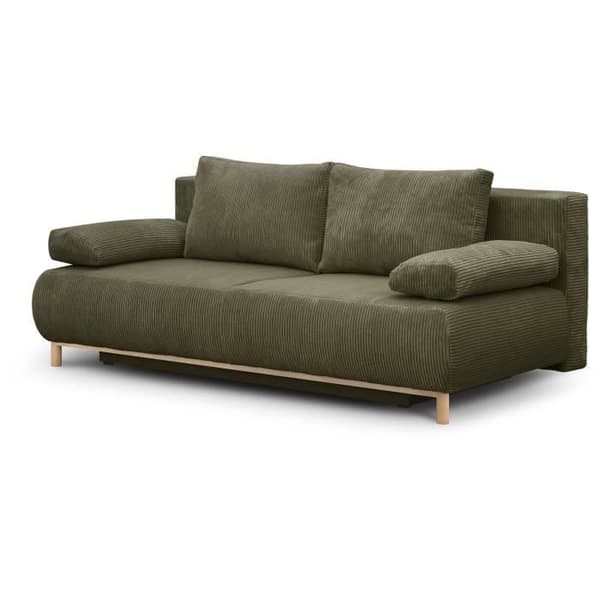 MIKA 3-sits cabriolet bänk - Khakigrön manchester - Förvaringslåda - L 192 x H 84 x D 93 cm