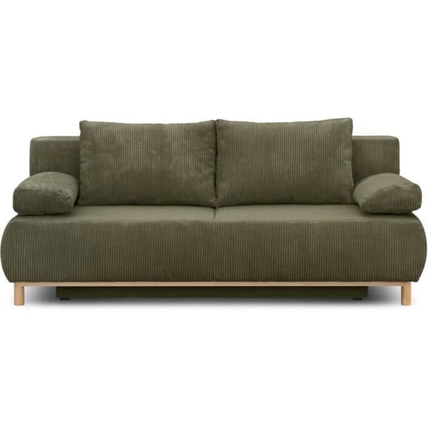 MIKA 3-sits cabriolet bänk - Khakigrön manchester - Förvaringslåda - L 192 x H 84 x D 93 cm