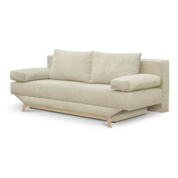 3-sits konvertibel bänk - Förvaringslåda - Beige manchestertyg - L 190 x H 92 x D 84 cm - TEIJO
