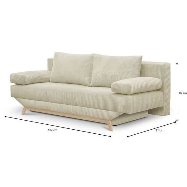 3-sits konvertibel bänk - Förvaringslåda - Beige manchestertyg - L 190 x H 92 x D 84 cm - TEIJO