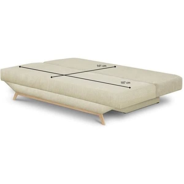 3-sits konvertibel bänk - Förvaringslåda - Beige manchestertyg - L 190 x H 92 x D 84 cm - TEIJO