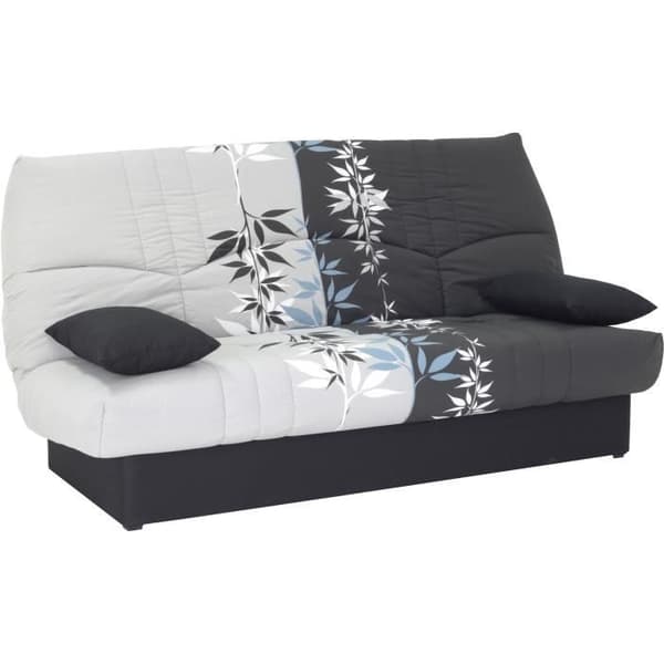 Clic clac 3 platser DREAM - 100% bomullstyg med Ramage-tryck - Säng 125x190 cm - L190 x D92 x H96 cm