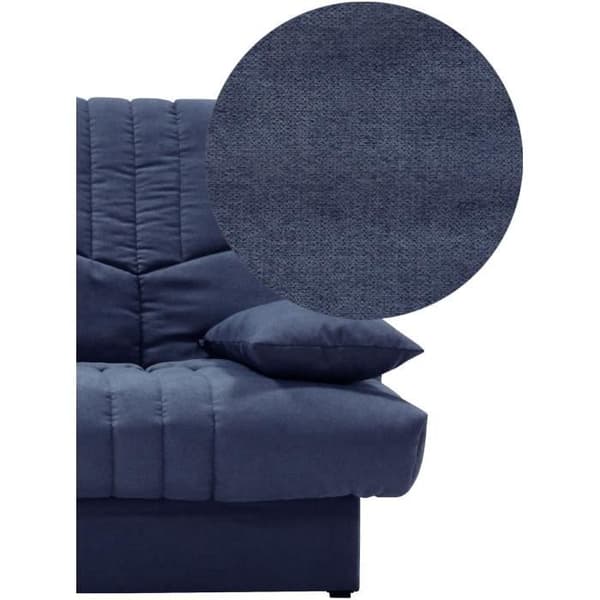 THELMA 3-sits bäddsoffa - Mörkblått Soro-tyg - Säng 125x190 cm - L190 x D92 x H96 cm