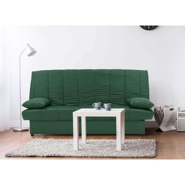3-sits bäddsoffa - 100 % grönt bomullstyg - Modern stil - L 190 x D92 cm - MILA