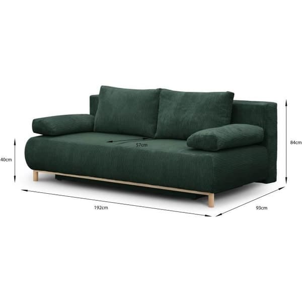 MIKA 3-sits cabriolet bänk - Skogsgrön manchester - Förvaringslåda - L 192 x H 84 x D 93 cm