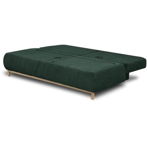 MIKA 3-sits cabriolet bänk - Skogsgrön manchester - Förvaringslåda - L 192 x H 84 x D 93 cm