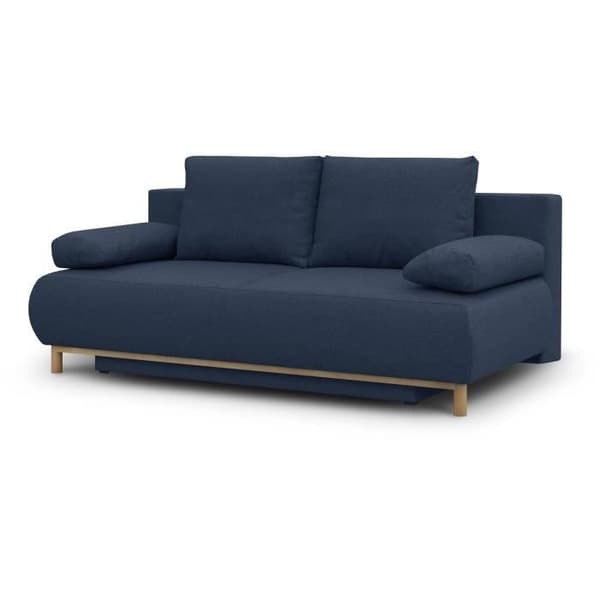 MIKA 3-sits konvertibel bänk - Mörkblått tyg - Förvaringslåda - L 192 x H 84 x D 93 cm