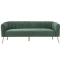 Miniatyrbild 1 av 6: Soffa 3 platser - Grön sammet - L 207 x P 87 x H 77 cm - MATHIS - Massiv trästruktur