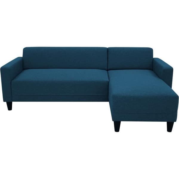 BIR 4-sits fast hörnsoffa - Marinblå tyg - Vändbar - L 197 x D 117 x H 65 cm