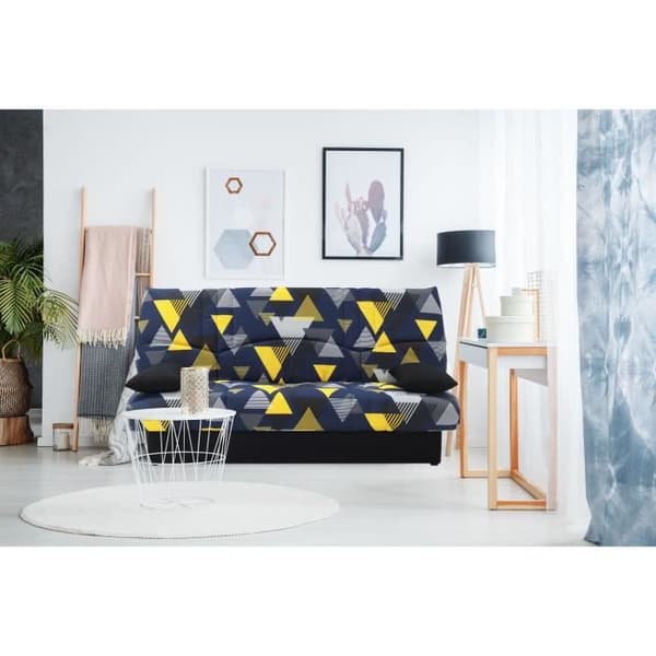 Clic clac 3 platser DREAM - 100% bomullstyg med Canyon Blue-tryck - Säng 125x190 cm - L190 x D92 x H96 cm