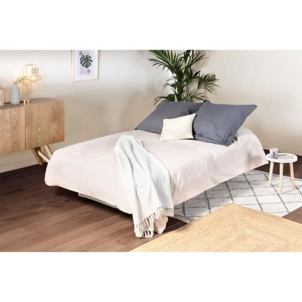 3-sits bäddsoffa - 17 cm madrass - Ljusgrått tyg - L199 x D96 x H103 cm - CHLOE