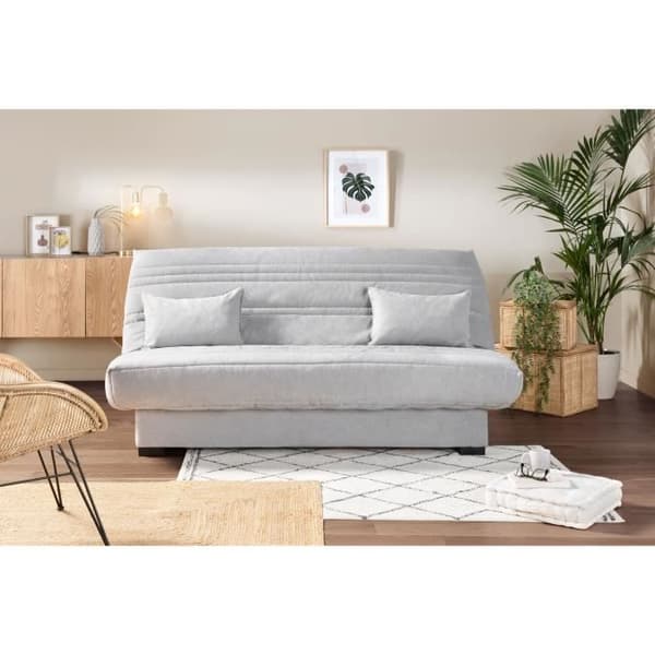 3-sits bäddsoffa - 17 cm madrass - Ljusgrått tyg - L199 x D96 x H103 cm - CHLOE