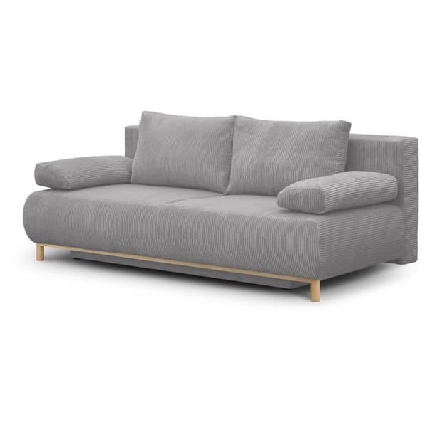 MIKA 3-sits cabriolet bänk - Ljusgrå manchester - Förvaringslåda - L 192 x H 84 x D 93 cm