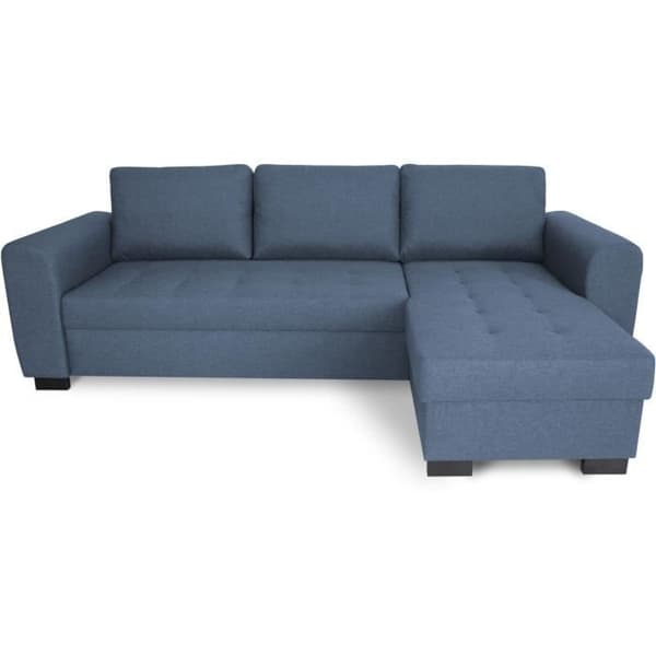 Fast vändbar 4-sits hörnsoffa - Blått tyg - L245 x D150 x H86 cm - HAMILTON - Tillverkad i Ukraina