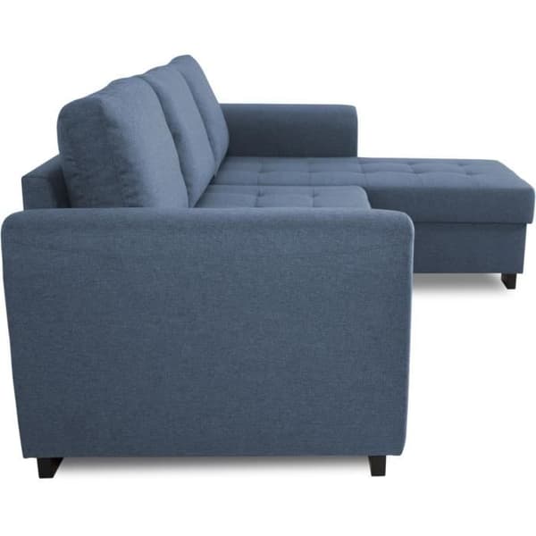 Fast vändbar 4-sits hörnsoffa - Blått tyg - L245 x D150 x H86 cm - HAMILTON - Tillverkad i Ukraina
