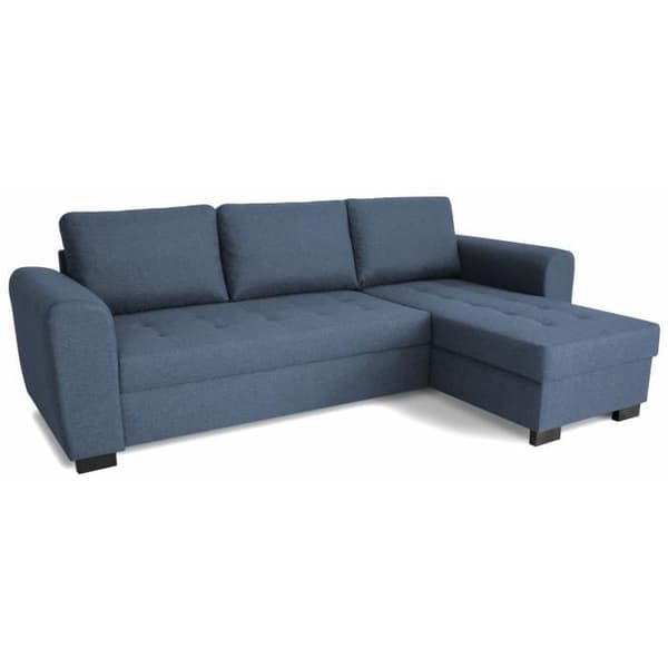 Fast vändbar 4-sits hörnsoffa - Blått tyg - L245 x D150 x H86 cm - HAMILTON - Tillverkad i Ukraina
