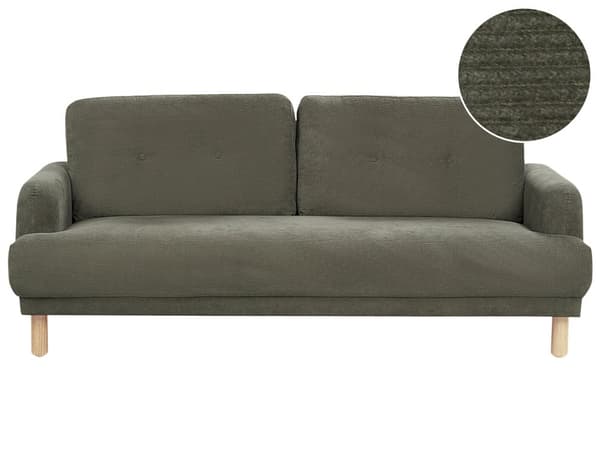 3-seters Sofa Mørkegrønn Kordfløyel Treben Loveseat Sofa Retro Minimalistisk Stuemøbler