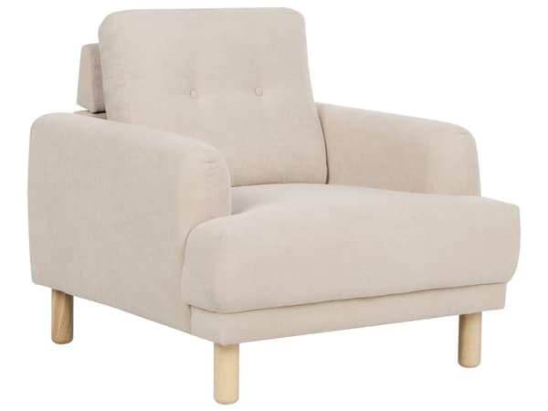 Sofagruppe 3-seters Sofa Lenestol Beige Kordfløyel Treben Loveseat Retro Minimalistisk Stue Møbler