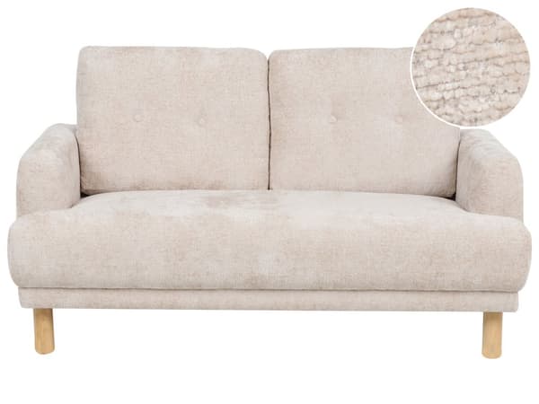 2-seters Sofa Beige Boucle Treben Loveseat Sofa Retro Minimalistisk Stuemøbler
