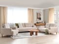 Miniatyrbilde 4 av 11: 3-seters Sofa Beige Boucle Treben Loveseat Sofa Retro Minimalistisk Stuemøbler