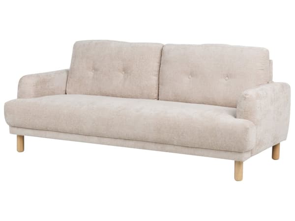 3-seters Sofa Beige Boucle Treben Loveseat Sofa Retro Minimalistisk Stuemøbler