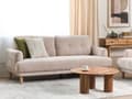 Miniatyrbilde 2 av 11: 3-seters Sofa Beige Boucle Treben Loveseat Sofa Retro Minimalistisk Stuemøbler
