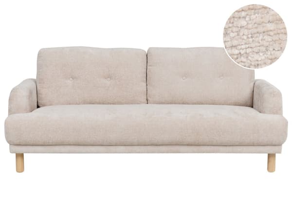 3-seters Sofa Beige Boucle Treben Loveseat Sofa Retro Minimalistisk Stuemøbler