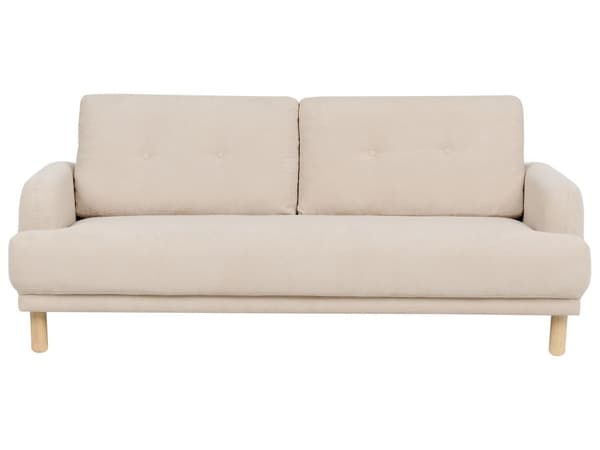 3-seters Sofa Beige Kordfløyel Treben Loveseat Sofa Retro Minimalistisk Stuemøbler