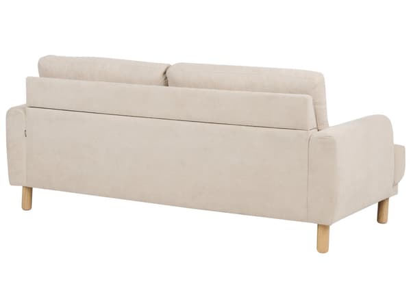 3-seters Sofa Beige Kordfløyel Treben Loveseat Sofa Retro Minimalistisk Stuemøbler